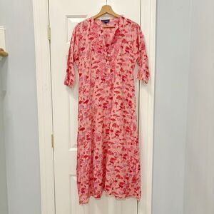 Ros Garden Safari Print Midi Dress Pink XS Giraffe safari print Cotton